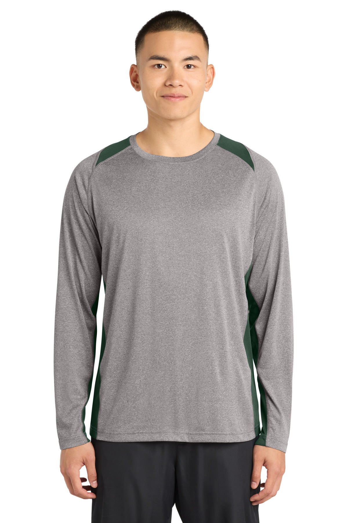 Sport-Tek Men's   Long Sleeve Heather Colorblock Contender   Tee