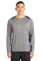 Sport-Tek Men's   Long Sleeve Heather Colorblock Contender   Tee