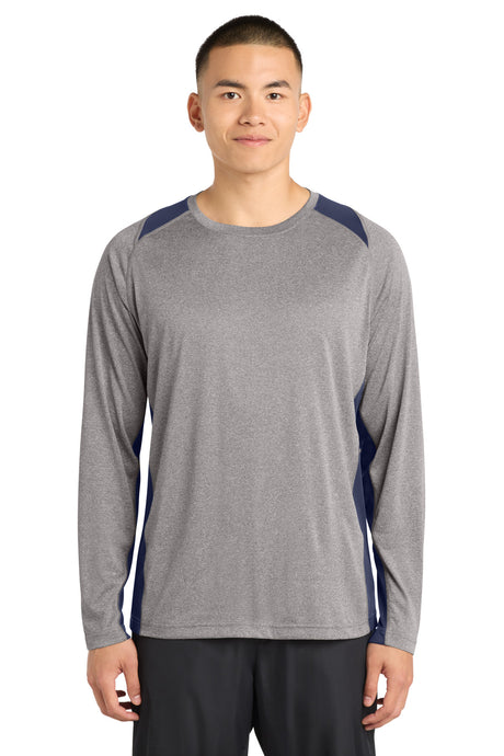 Sport-Tek Men's   Long Sleeve Heather Colorblock Contender   Tee