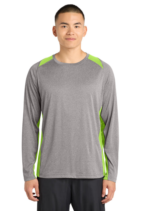 Sport-Tek Men's   Long Sleeve Heather Colorblock Contender   Tee