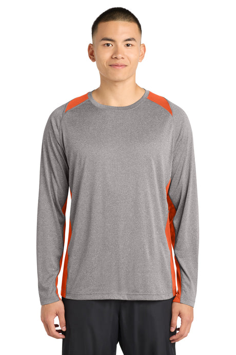 Sport-Tek Men's   Long Sleeve Heather Colorblock Contender   Tee