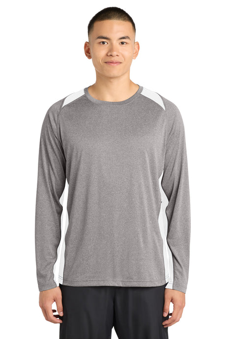 Sport-Tek Men's   Long Sleeve Heather Colorblock Contender   Tee