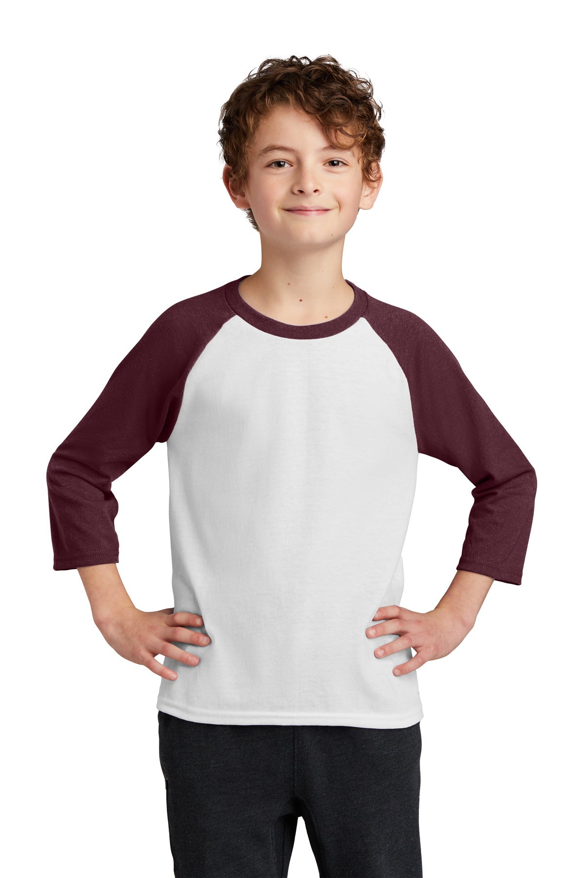 Port & Co Youth   Core Blend 3/4-Sleeve Raglan Tee