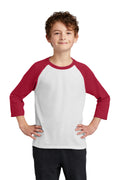 Port & Co Youth Core Blend 3/4-Sleeve Raglan Tee Youth Apparel Shirts & Tops