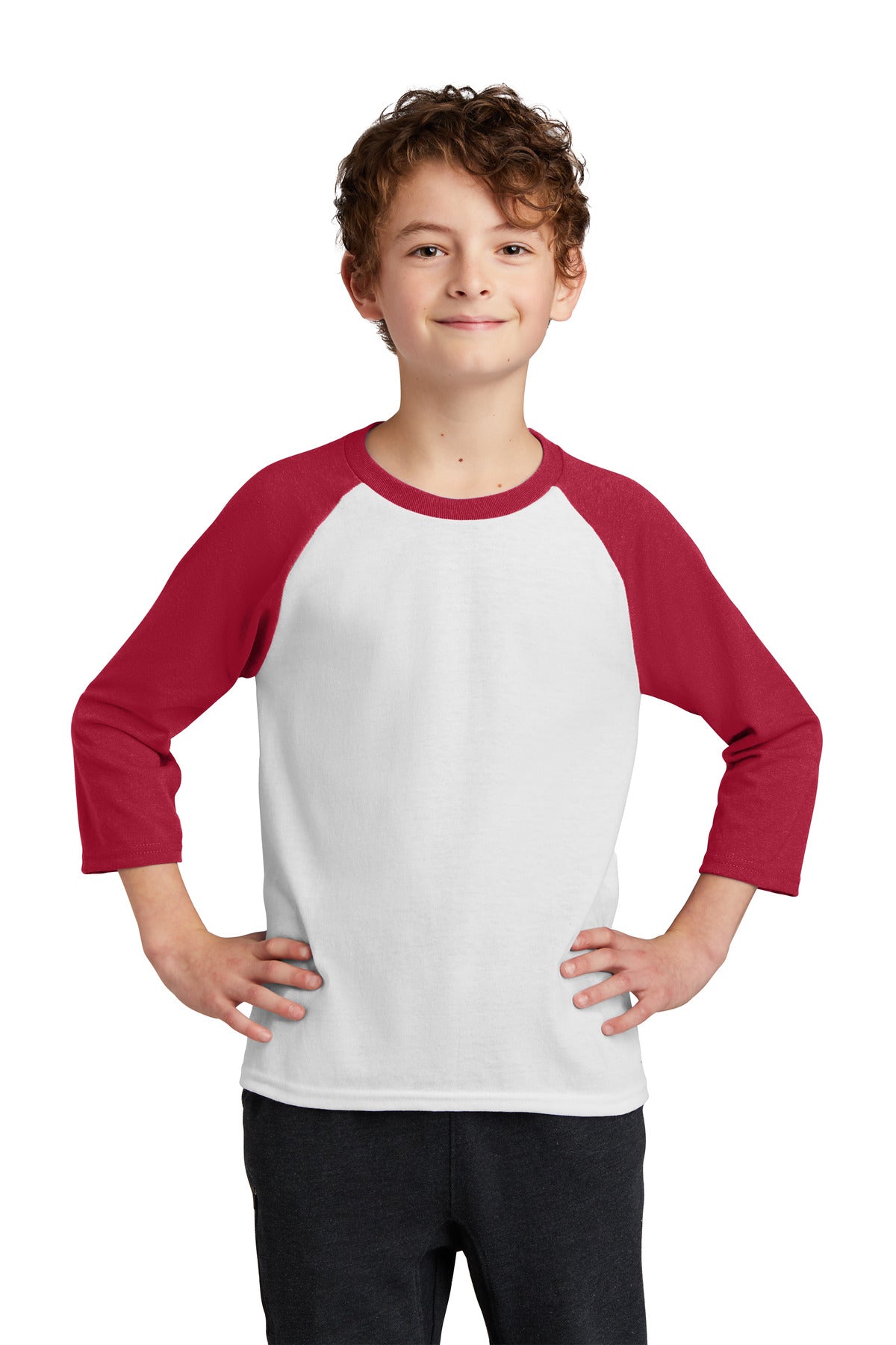 Port & Co Youth Core Blend 3/4-Sleeve Raglan Tee Youth Apparel Shirts & Tops
