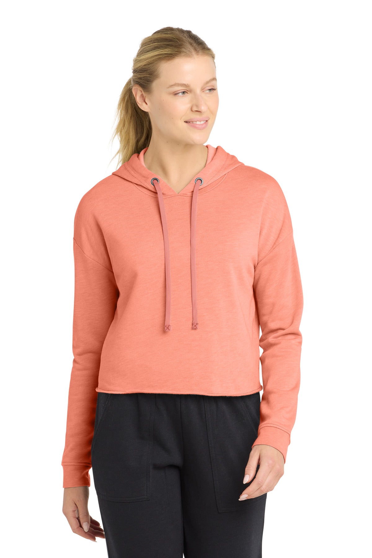 Sport-Tek Women's    PosiCharge    Tri-Blend Wicking Fleece Crop Hooded Pullover LST298