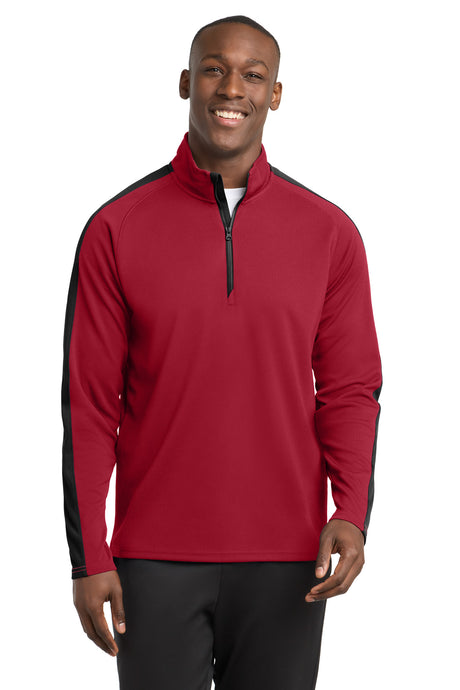 Sport-Tek Men's   Sport-Wick   Textured Colorblock 1/4-Zip Pullover