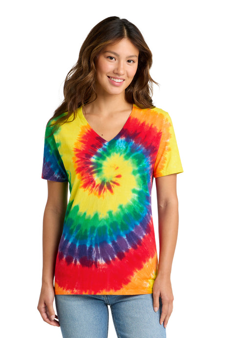 Port & Co Women's   Tie-Dye V-Neck Tee
