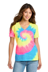 Port & Co Women's   Tie-Dye V-Neck Tee