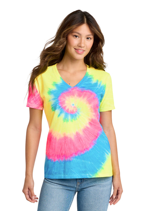 Port & Co Women's   Tie-Dye V-Neck Tee