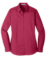 Port Authority Women's   Long Sleeve Carefree Poplin Shirt-3