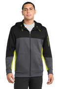 Sport-Tek Men's   Tech Fleece Colorblock Full-Zip Hooded Jacket