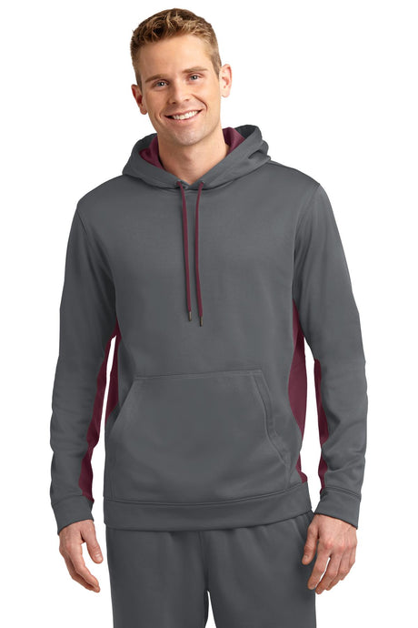 Sport-Tek Men's   Sport-Wick   Fleece Colorblock Hooded Pullover