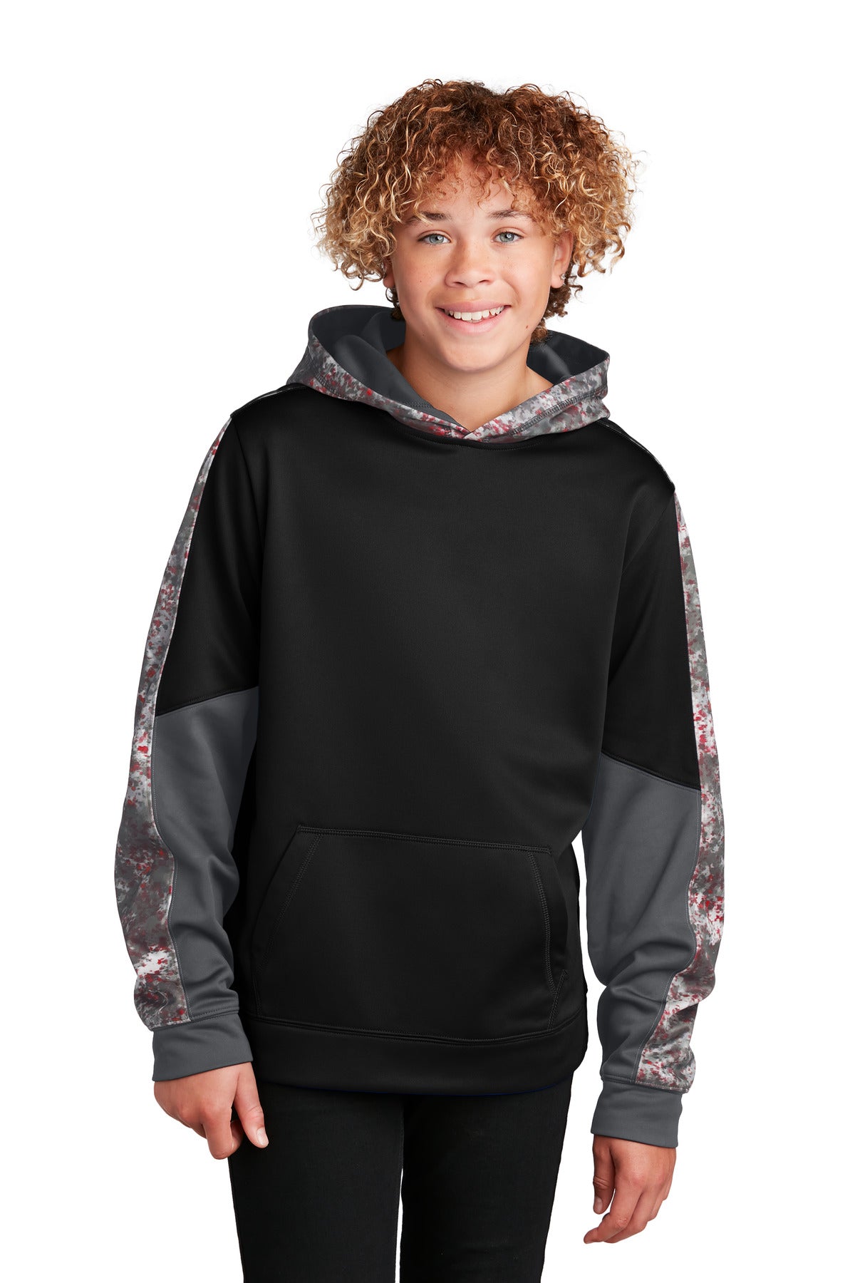 Sport-Tek Youth   Sport-Wick   Mineral Freeze Fleece Colorblock Hooded Pullover