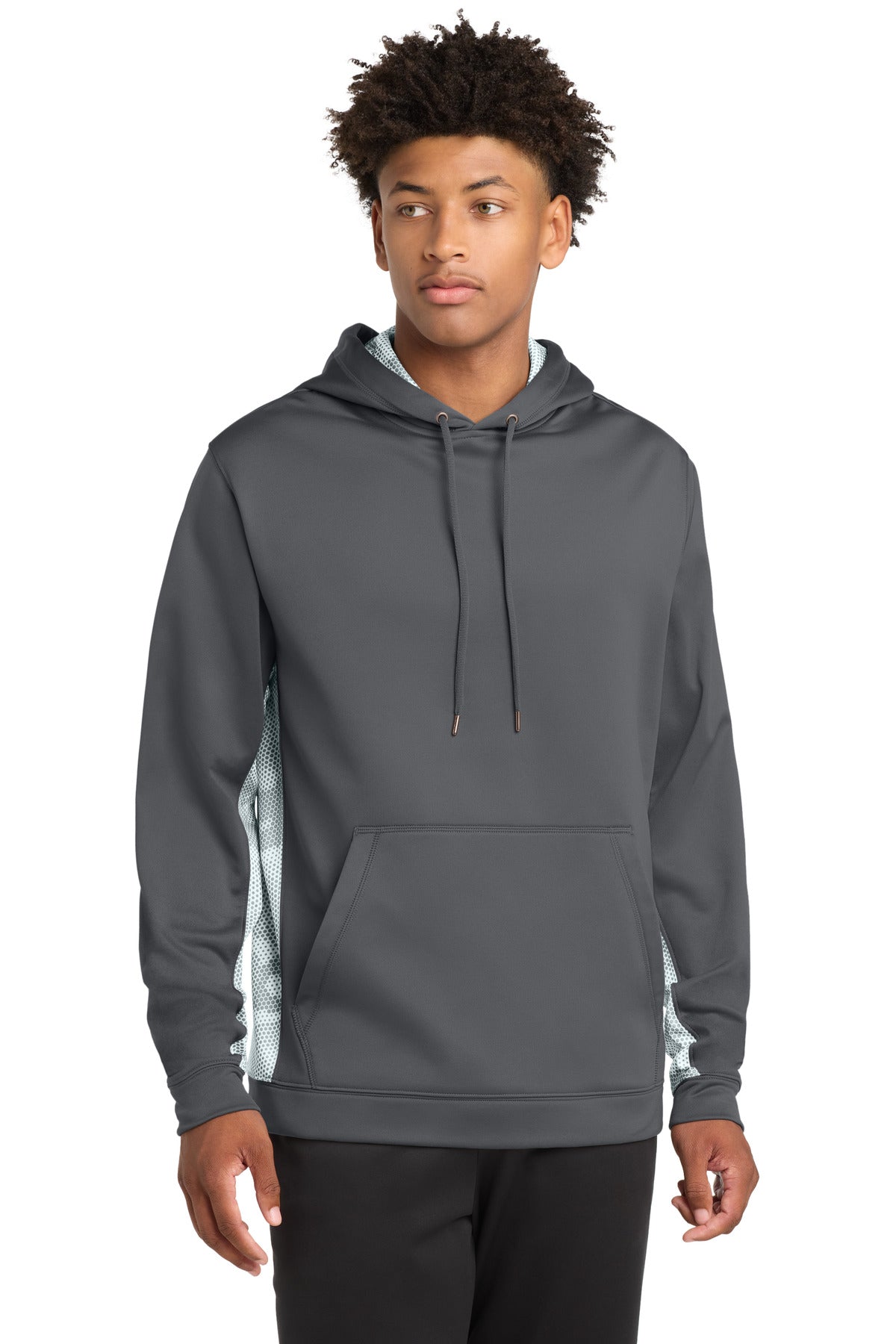 Sport-Tek Men's   Sport-Wick   CamoHex Fleece Colorblock Hooded Pullover