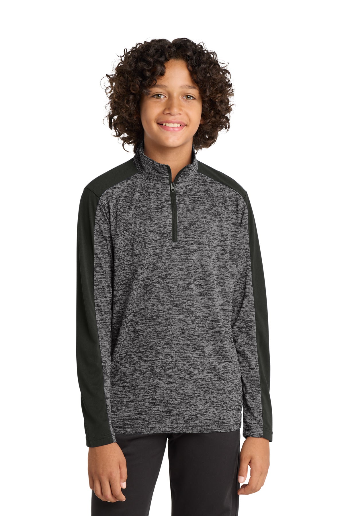 Sport-Tek Youth    PosiCharge    Electric Heather Colorblock 1/4-Zip Pullover