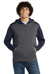 Sport-Tek Men's    Tech Fleece Colorblock 1/4-Zip Hooded Sweatshirt