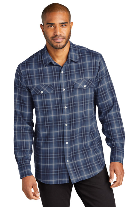 Port Authority Men's   Long Sleeve Ombre Plaid Shirt W672