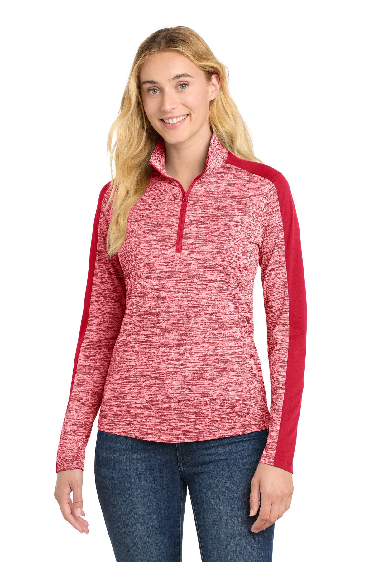 Sport-Tek Women's   PosiCharge   Electric Heather Colorblock 1/4-Zip Pullover