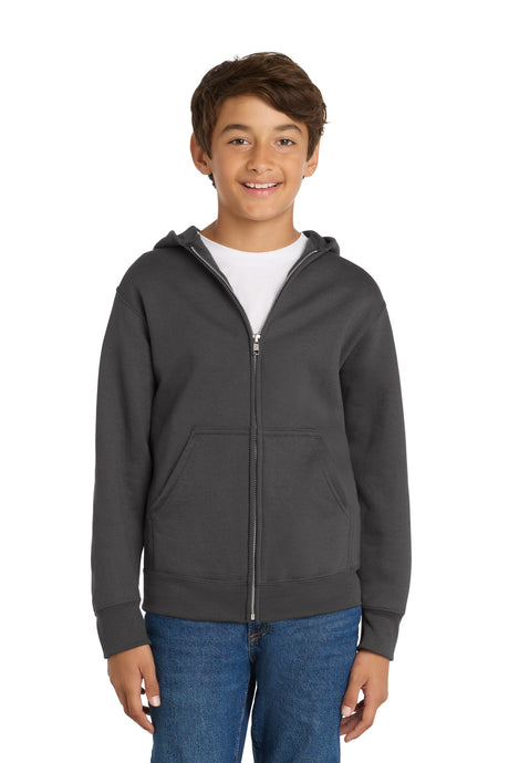 Port & Co Youth   Core Fleece Full-Zip Hooded Sweatshirt