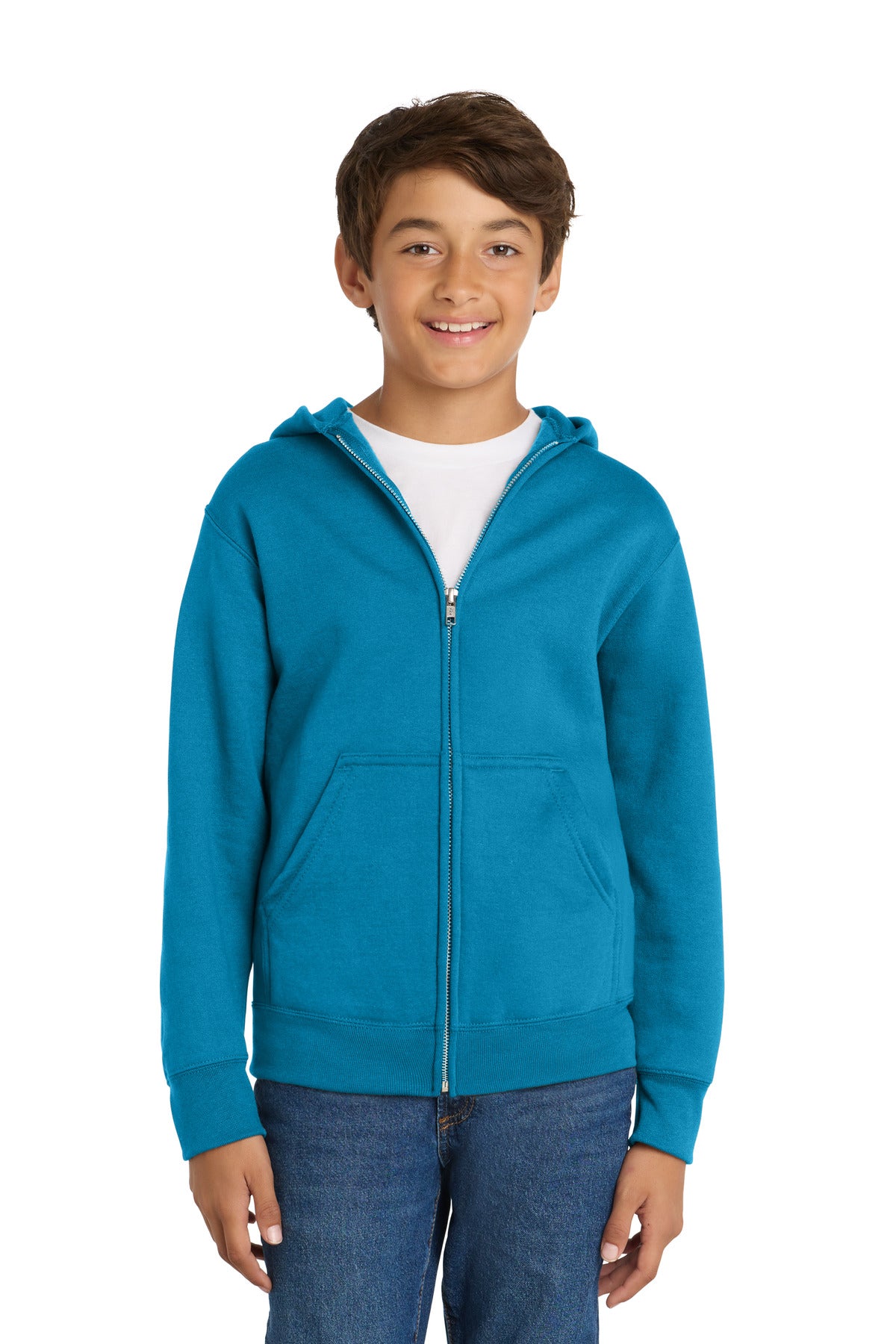 Port & Co Youth   Core Fleece Full-Zip Hooded Sweatshirt