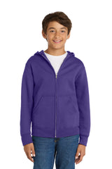 Port & Co Youth   Core Fleece Full-Zip Hooded Sweatshirt