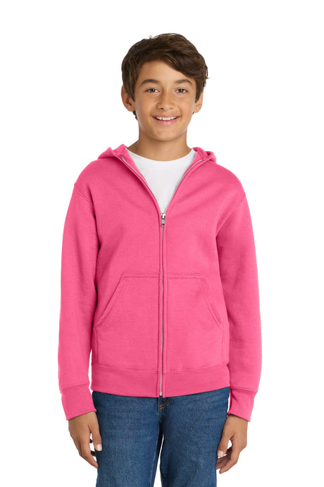 Port & Co Youth   Core Fleece Full-Zip Hooded Sweatshirt