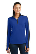 Sport-Tek Women's   Sport-Wick   Textured Colorblock 1/4-Zip Pullover