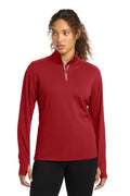 Sport-Tek Women's   Sport-Wick   Textured 1/4-Zip Pullover