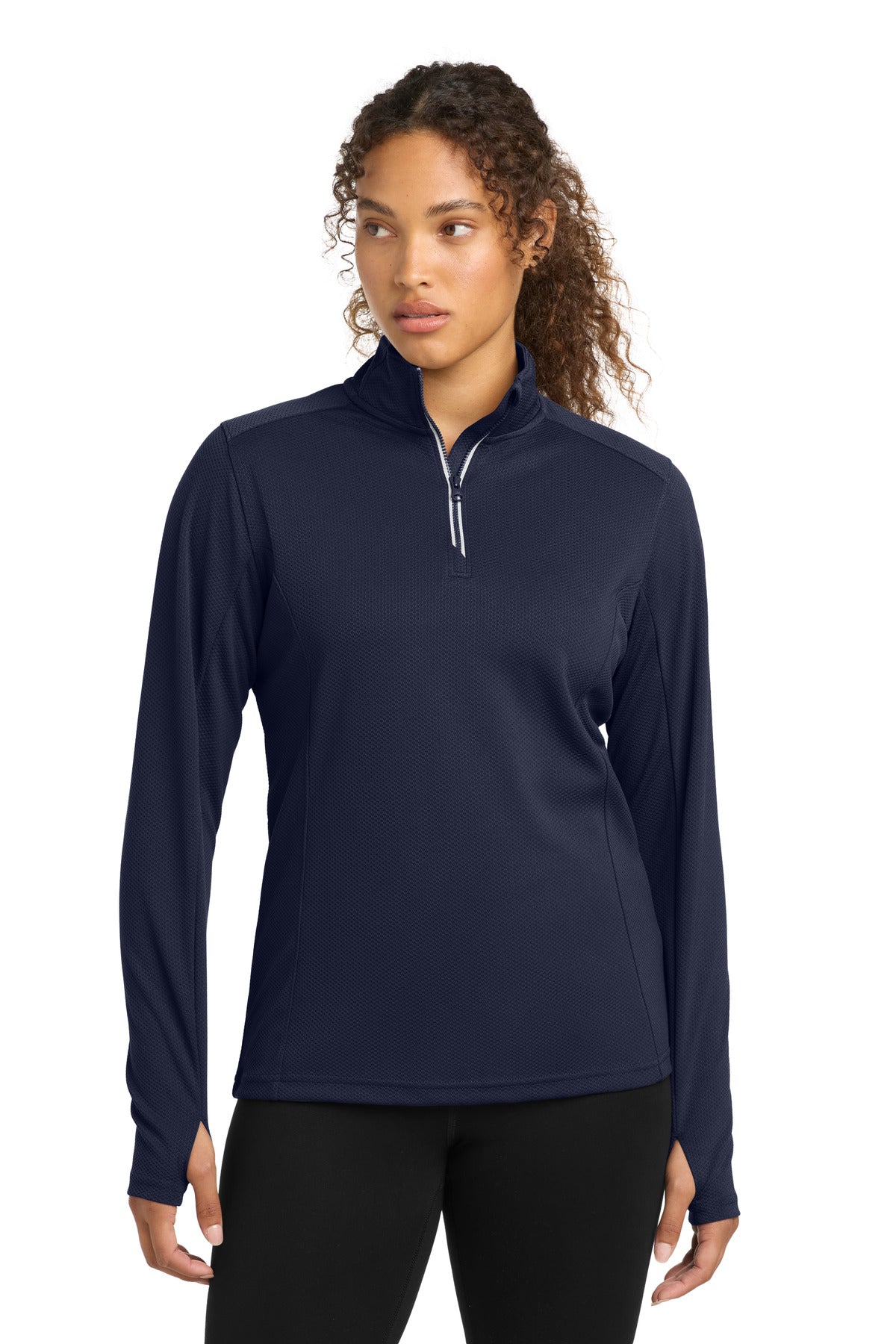 Sport-Tek Women's   Sport-Wick   Textured 1/4-Zip Pullover
