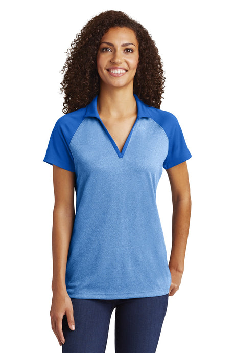 Sport-Tek Women's    PosiCharge    RacerMesh    Raglan Heather Block Polo