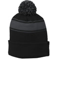 Sport-Tek Men's   Stripe Pom Pom Beanie