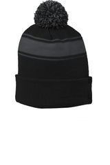Sport-Tek Men's   Stripe Pom Pom Beanie