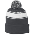 Sport-Tek Men's   Stripe Pom Pom Beanie