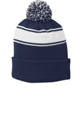 Sport-Tek Men's   Stripe Pom Pom Beanie