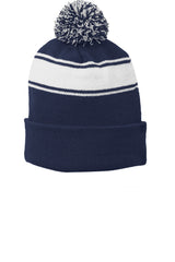 Sport-Tek Men's   Stripe Pom Pom Beanie