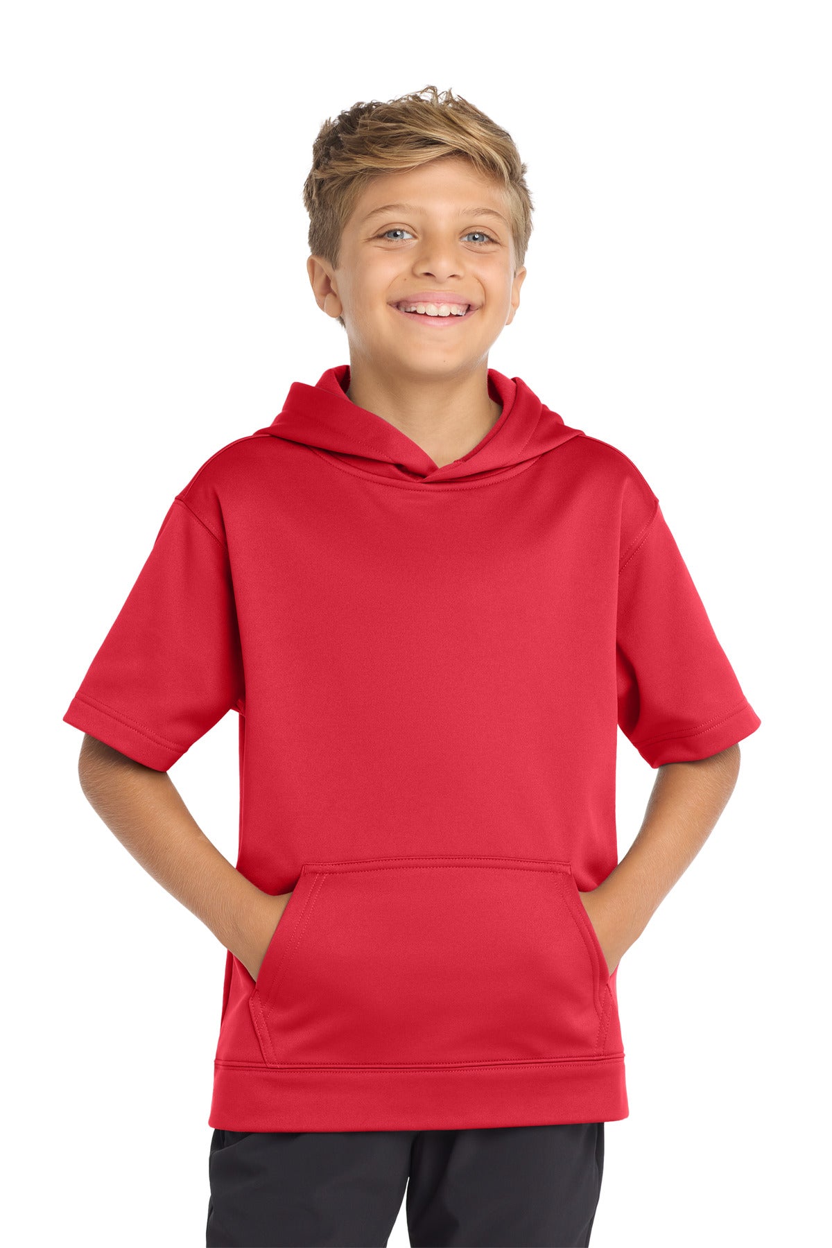 Sport-Tek Youth    Sport-Wick    Fleece Short Sleeve Hooded Pullover
