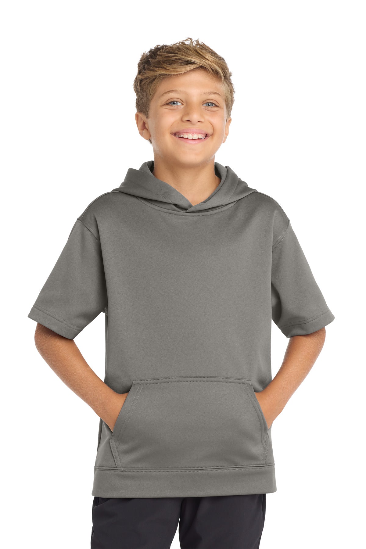 Sport-Tek Youth    Sport-Wick    Fleece Short Sleeve Hooded Pullover