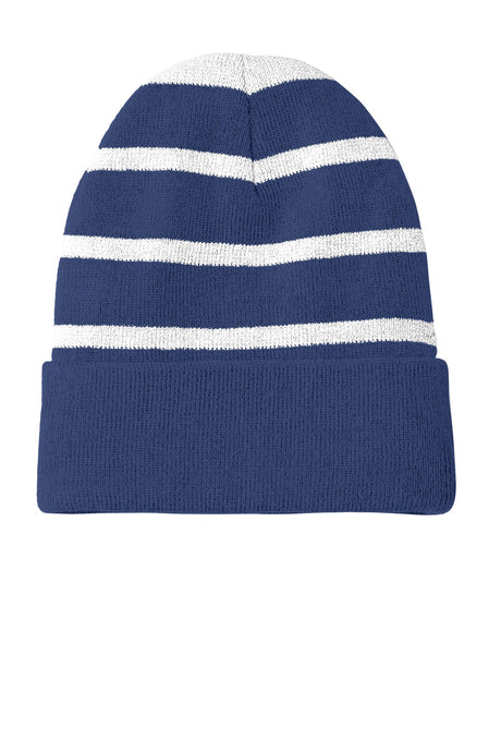 Sport-Tek Men's   Striped Beanie with Solid Band