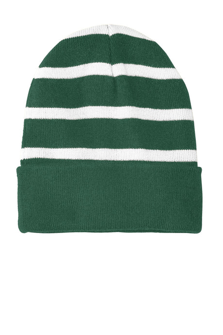 Sport-Tek Men's   Striped Beanie with Solid Band