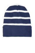 Sport-Tek Men's   Striped Beanie with Solid Band