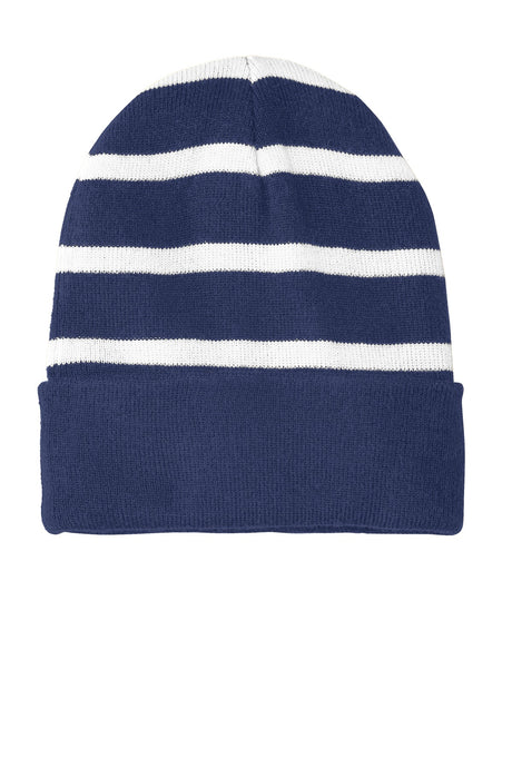 Sport-Tek Men's   Striped Beanie with Solid Band
