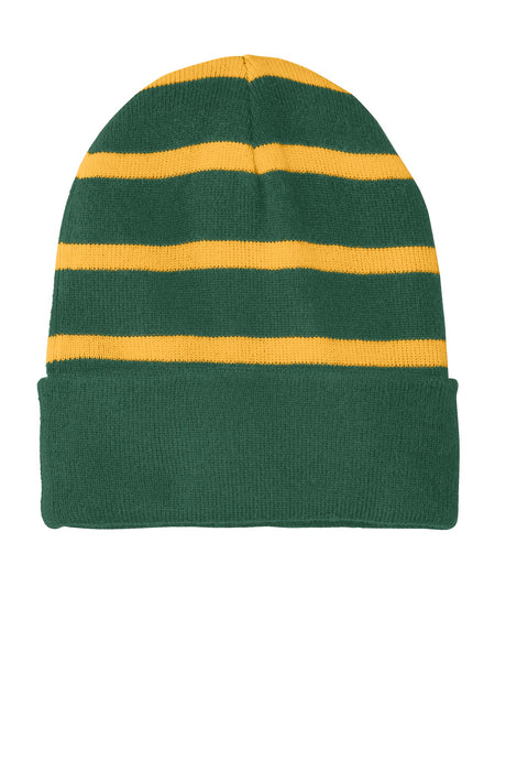 Sport-Tek Men's   Striped Beanie with Solid Band