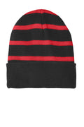 Sport-Tek Men's   Striped Beanie with Solid Band