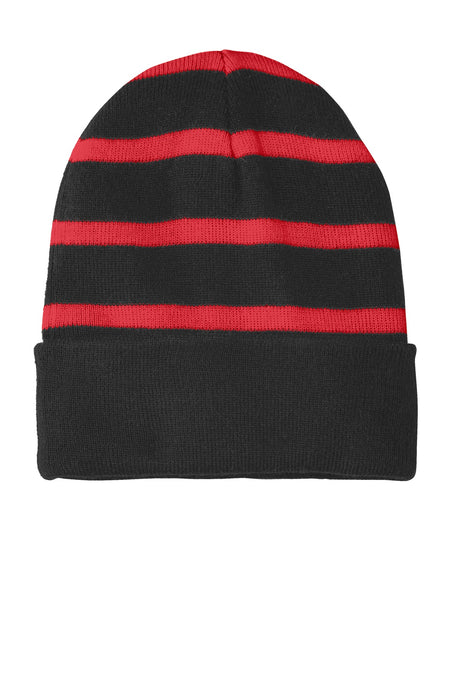 Sport-Tek Men's   Striped Beanie with Solid Band