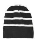 Sport-Tek Men's   Striped Beanie with Solid Band