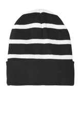 Sport-Tek Men's   Striped Beanie with Solid Band