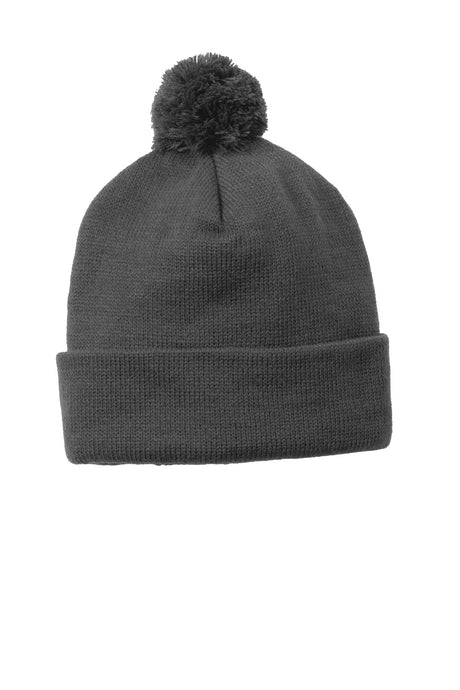 Sport-Tek Men's    Solid Pom Pom Beanie