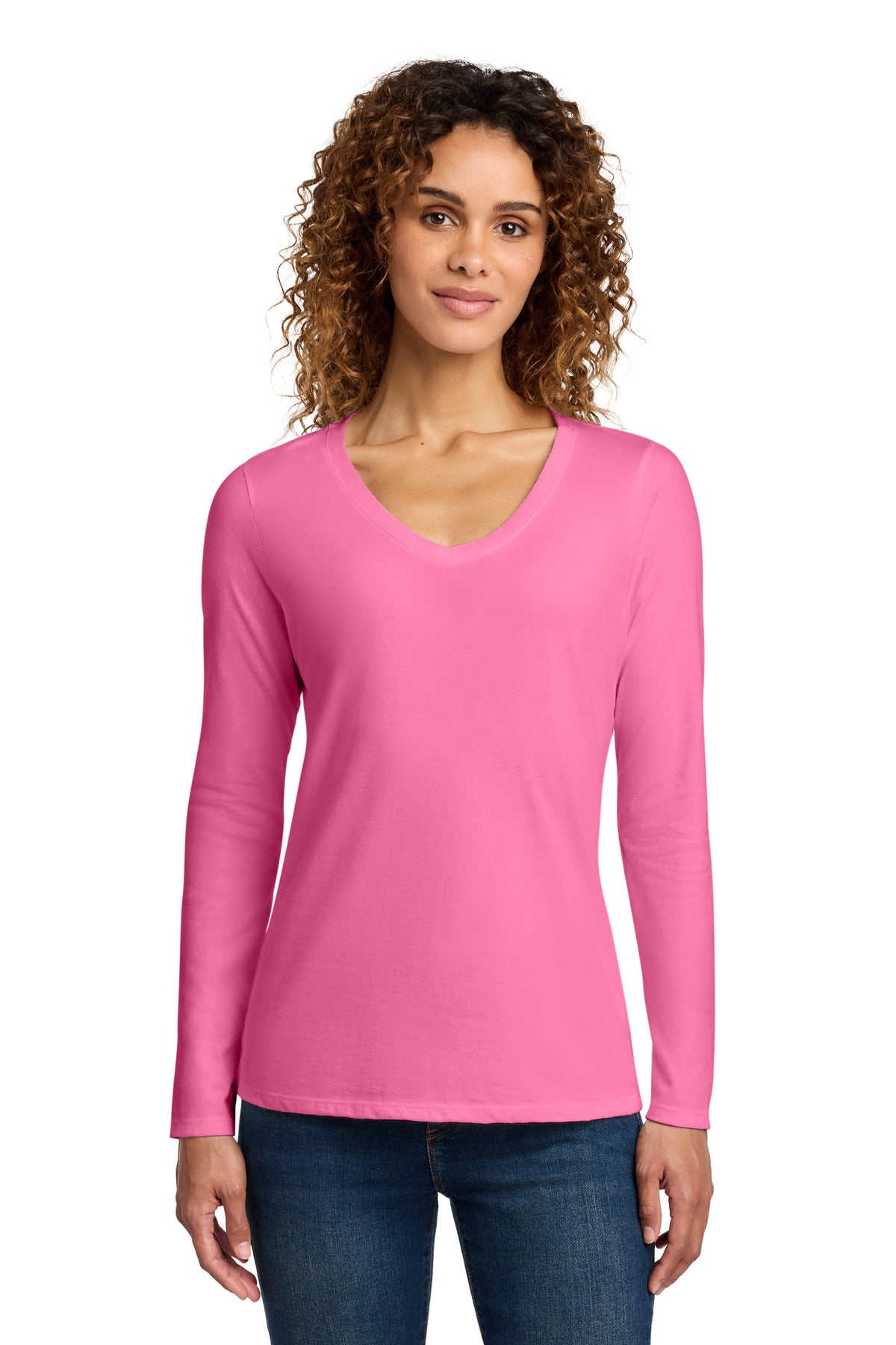 Port & Co Women's   Long Sleeve Fan Favorite V-Neck Tee
