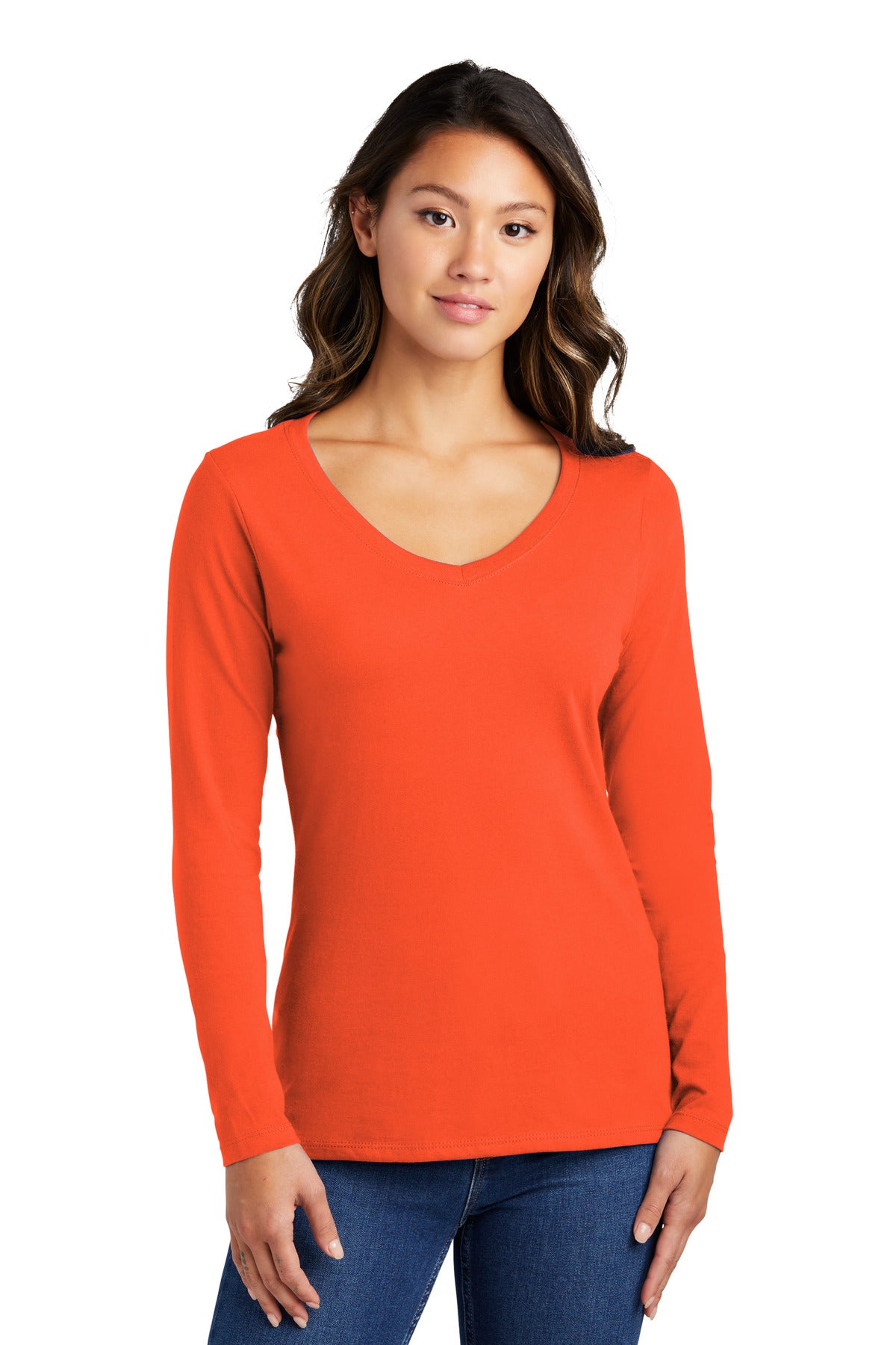 Port & Co Women's   Long Sleeve Fan Favorite V-Neck Tee